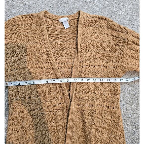 Chico's Women's Tan Short Sleeve Knit Long Open Cardigan Sweater Sz 2 (704) - Picture 9 of 9